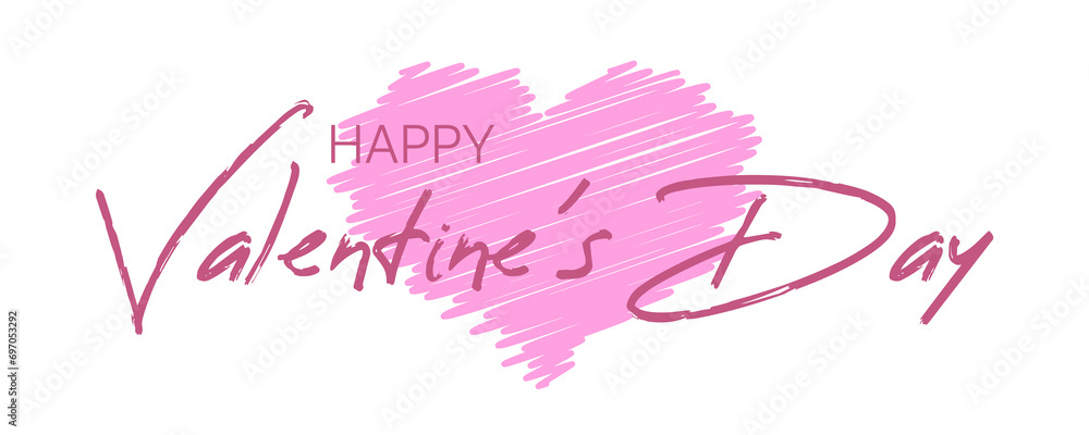 Valentines Day. Valentine holiday text design with rose color doodle heart for wallpaper.