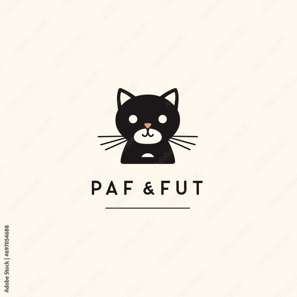 black cat on white background, vector generated with AI