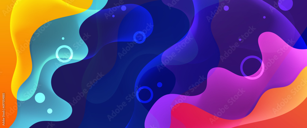 Colorful colourful vector simple minimalist style banner design with waves and liquid. Colorful modern graphic design liquid element for banner, flyer, card, or brochure cover