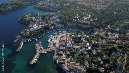 Porto Petro in Majorca aerial view, Balearic Islands, Mediterranean Coast
