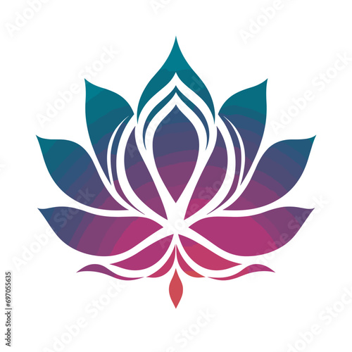 Lotus symbol. Line drawing. Minimalistic label, icon, east, meditation, spa, peace 