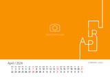 Modern Line Calendar 2024 New Year - April (Clean and Unique)