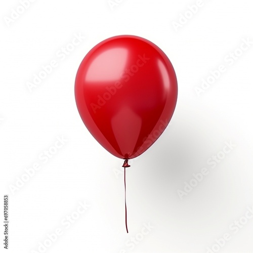 Minimalist appeal Vivid red balloon isolated on a clean white background in a square composition.