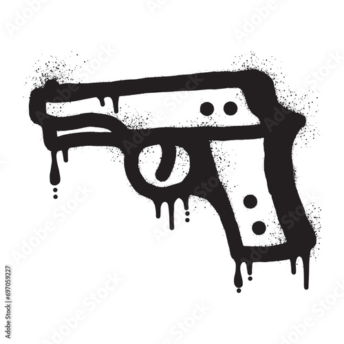 Gun graffiti with black spray paint