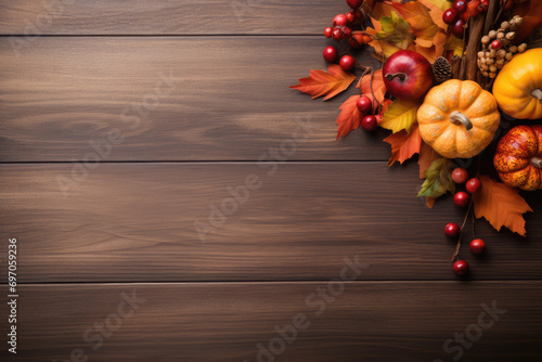 Thanksgiving festive table, Flat lay, top view, copy space 