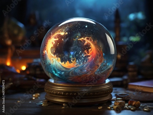 A beautiful magical orb that swirls with magical energy in brightly glowing vivid colors