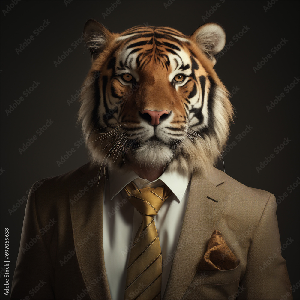 tiger dressed in elegant business suit