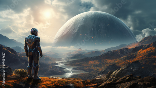 humanoid exploring world landscape