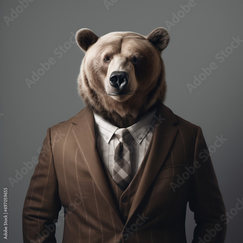 bear dressed in elegant business suit