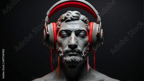 Czasoprzestrzeń Dźwięku: Słuchawki na antycznej rzeźbie