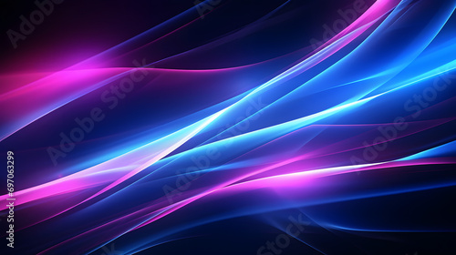 Beautiful abstract futuristic dark background with neon blue and pink glow.