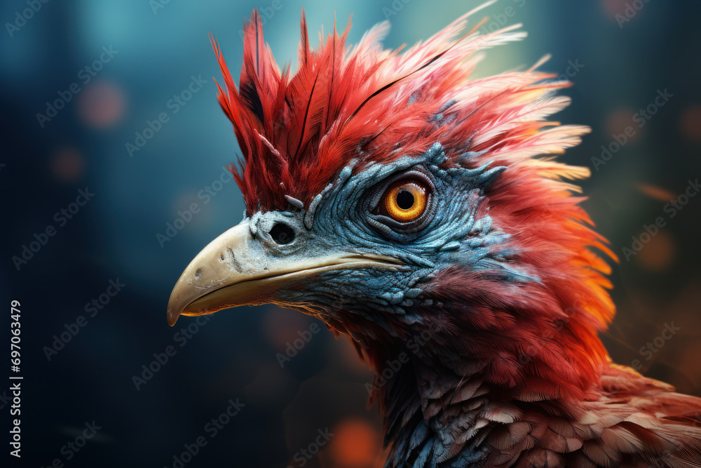 A reconstruction of an early bird species, highlighting the evolutionary link between dinosaurs and modern avian creatures. Generative Ai.