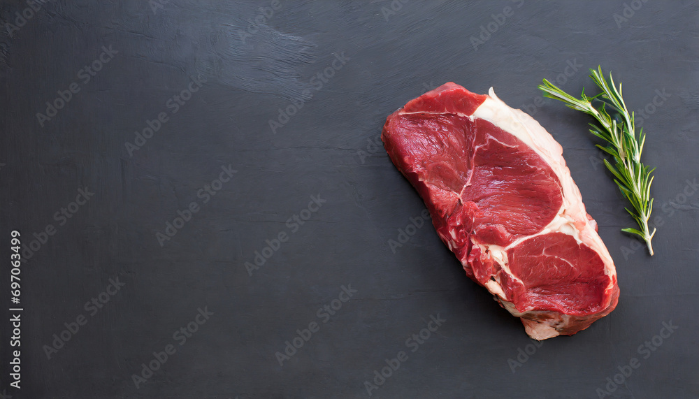 raw beef steak shot from above with copy space raw beef steak shot from above with copy space