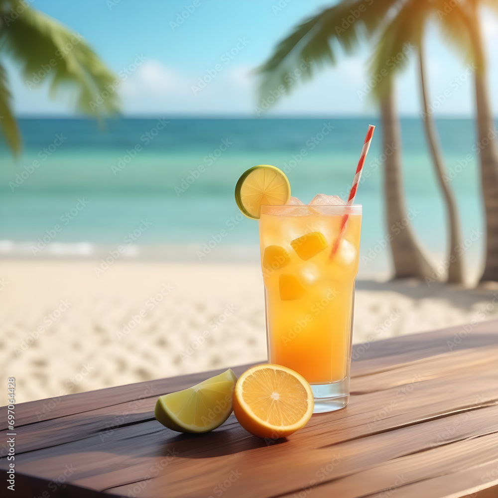 Summer drink on beach Summer drink on beach