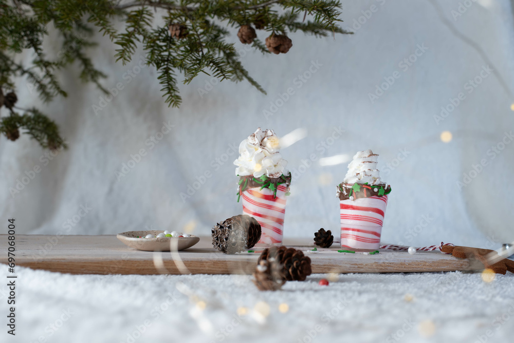 Foto Hot chocolate peppermint shots.