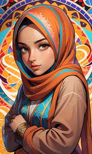 Young Beautiful Muslim Hijab Girl Portrait (ID: 697068006)