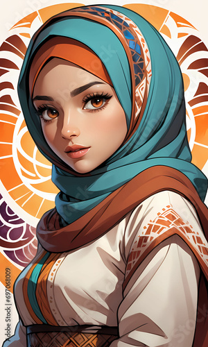 Young Beautiful Muslim Hijab Girl Portrait (ID: 697068009)