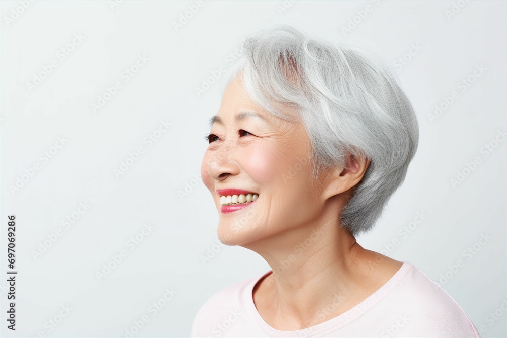 日本人の年配男女性の横顔(おばあちゃん・おばあさん・祖母・アジア人・白背景・背景なし) 日本人の年配男女性の横顔(おばあちゃん・おばあさん・祖母・アジア人・白背景・背景なし)