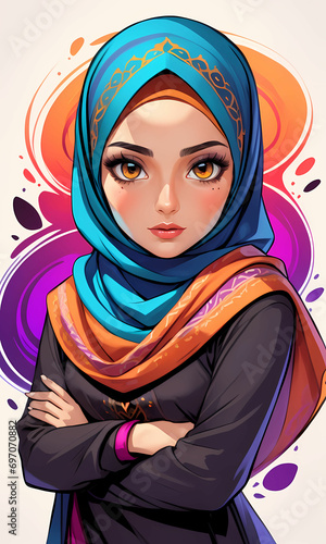 Young Beautiful Muslim Hijab Girl Portrait (ID: 697070882)