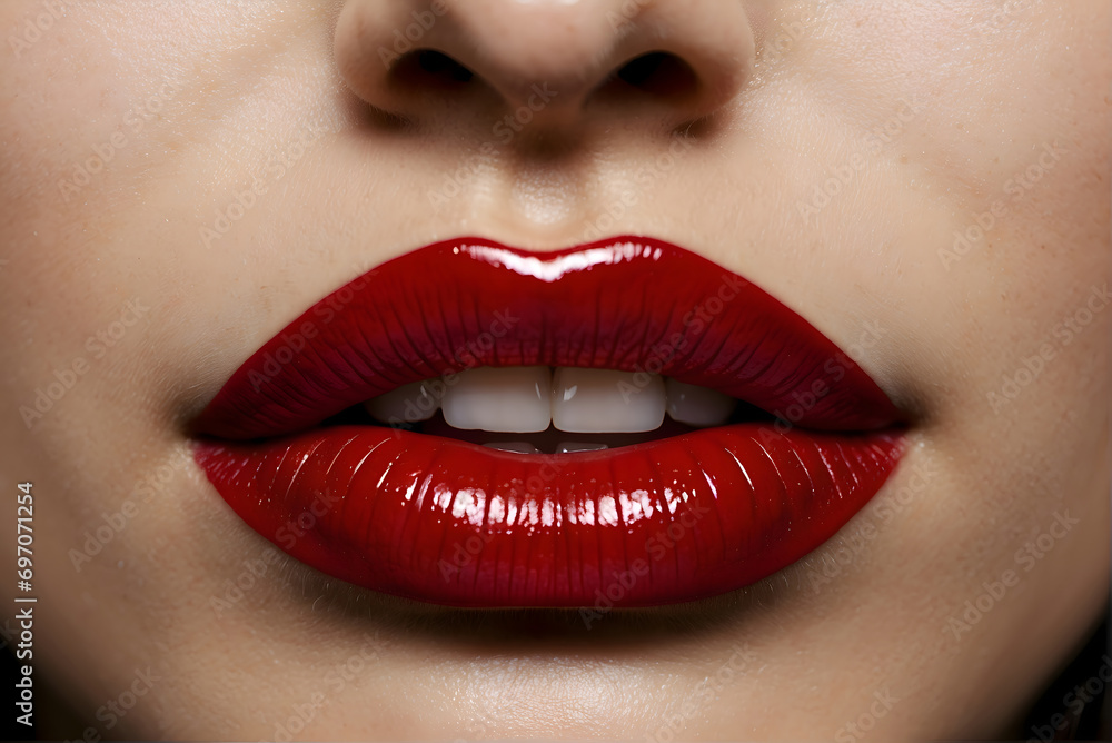 Close up lips of woman, generative AI Close up lips of woman, generative AI