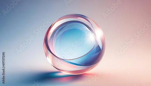 Dynamic 3d rendering illustration of sphere glass with colorful reflections composition.   © Aksaka