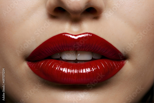 Close up lips of woman, generative AI