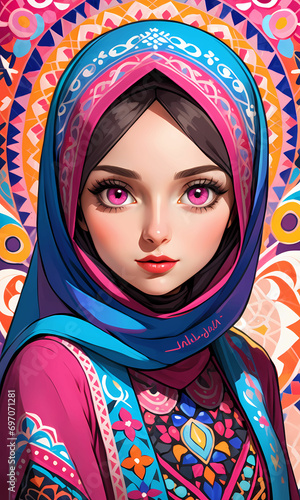 Young Beautiful Muslim Hijab Girl Portrait (ID: 697071281)