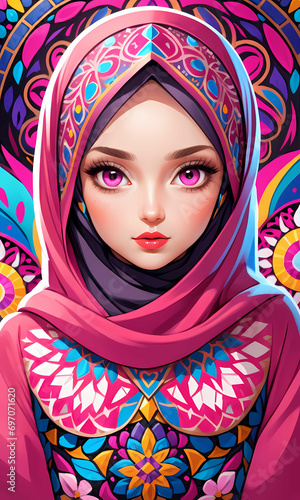 Young Beautiful Muslim Hijab Girl Portrait (ID: 697071620)