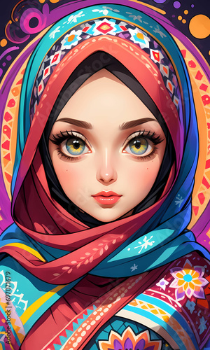 Young Beautiful Muslim Hijab Girl Portrait (ID: 697071679)