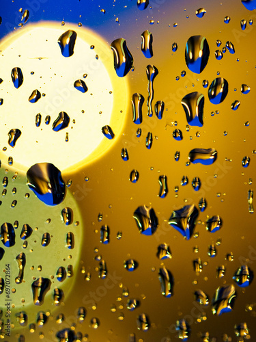 Enchanting Night Raindrops: Capturing the Ethereal Beauty of Bokeh in a Serene Nocturnal Symphony of Light and Water