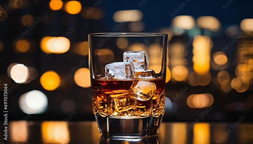 Whisky on the rocks in an old fashioned glass - traditional, elegant Whisky on the rocks in an old fashioned glass - traditional, elegant