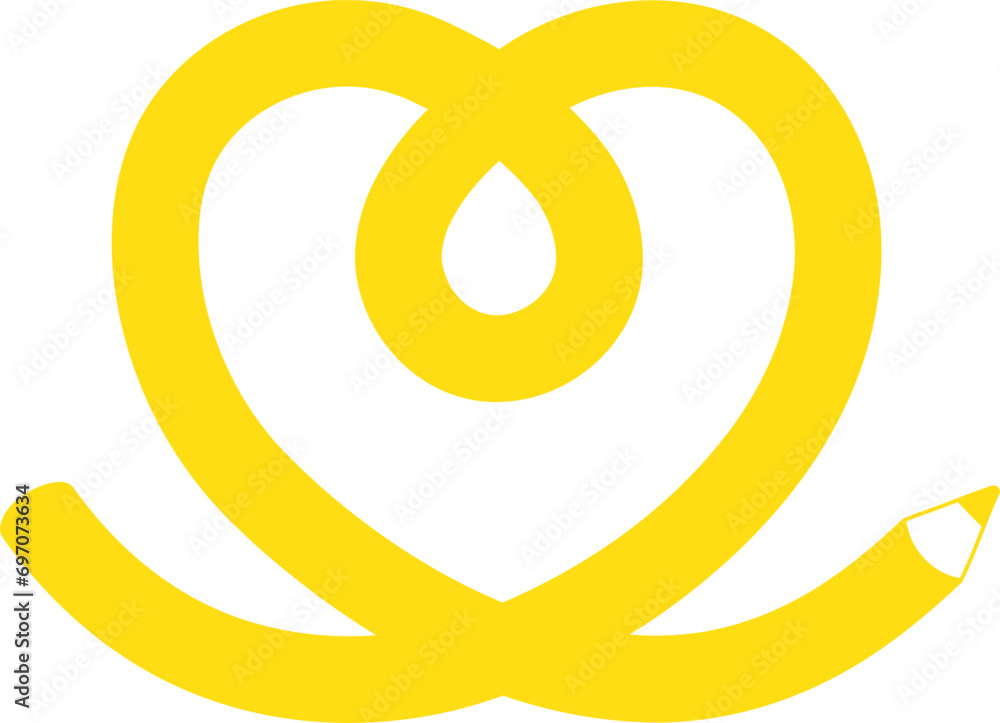 ハートの形をした黄色の鉛筆