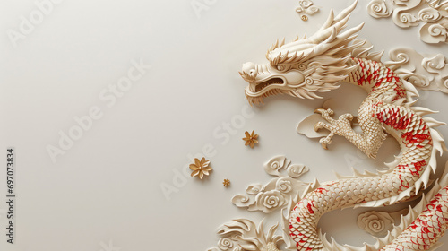 Modern greeting cards and backgrounds for Chinese New Year with dragon, space for text
