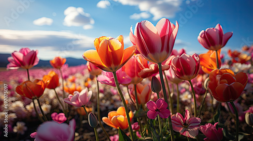 Tulip Waves  Low Angle on Blooming Fields