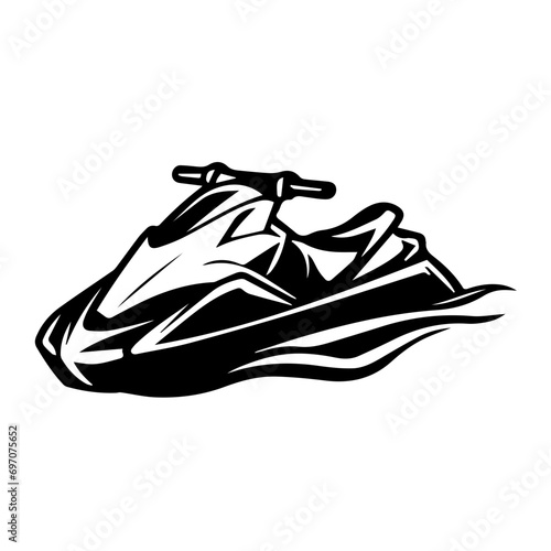 Jet aqua motorcycle black and white vector illustration
