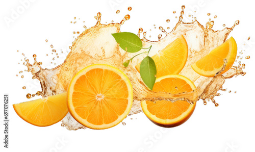 orange juice splash , Isolated on transparent Background 