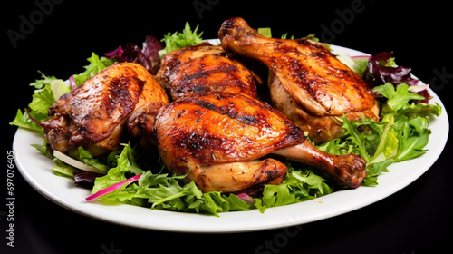 Grilled Chicken Thighs with a side Salad, Chicken Thigh, Meat. AI Generative