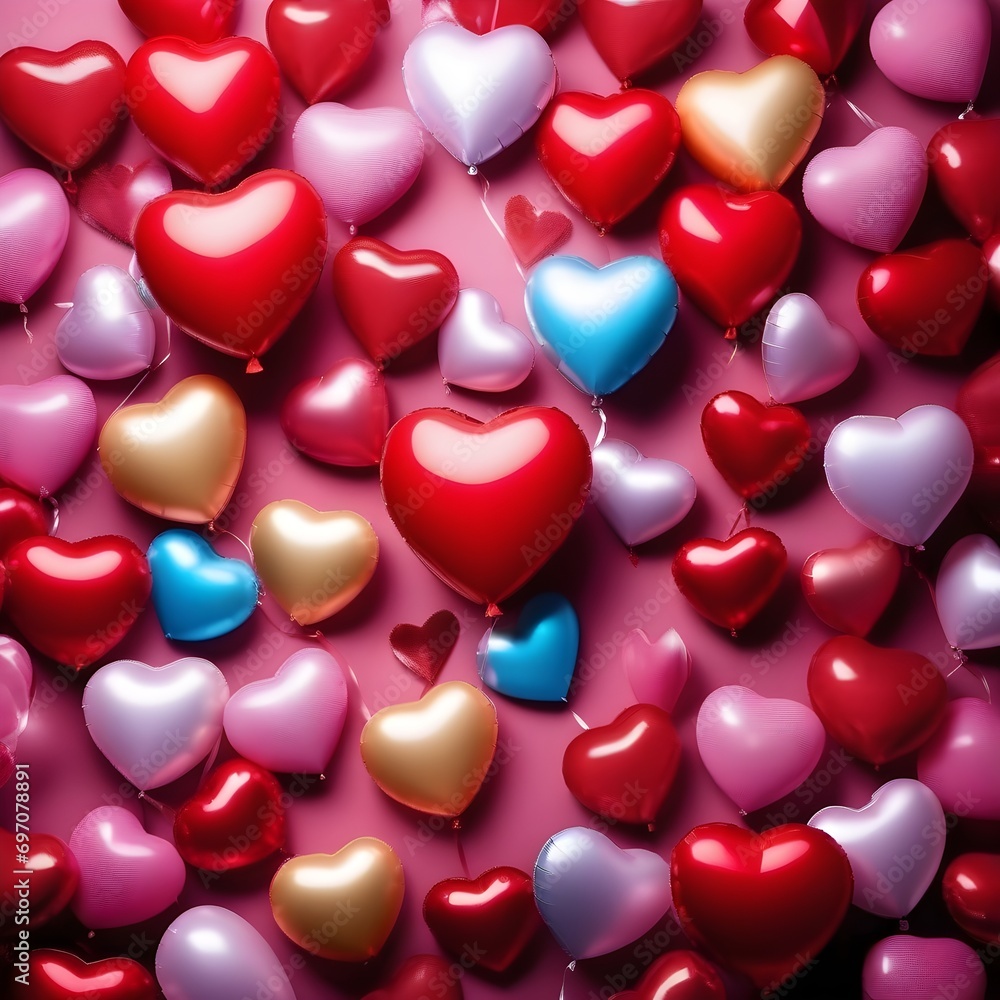 Lots of heart-shaped baloons. Valentine's day background