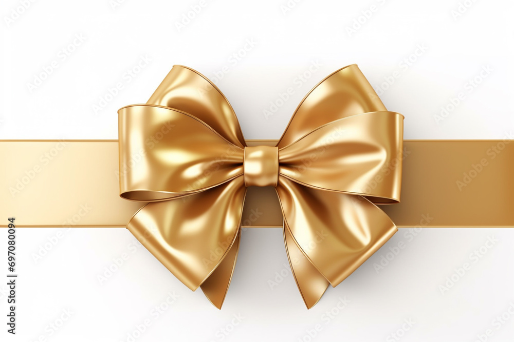 golden bow on an isolated white background