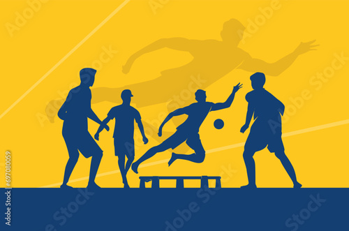 Premium Illustration of spikeball players playing together best for your digital graphic and print	