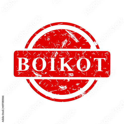 boikot, boycott in indonesia language, simple vector circle rust dirty red simple vector rubber stamp effect
