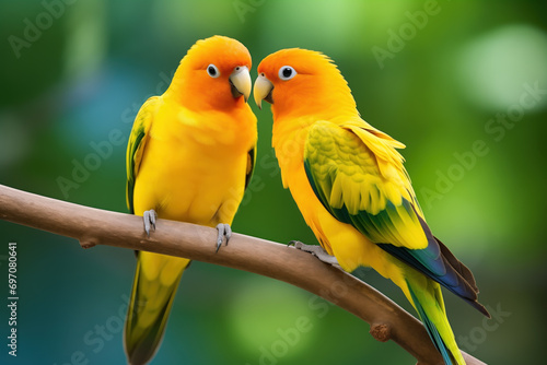couple of parrots on a branch © StockUp