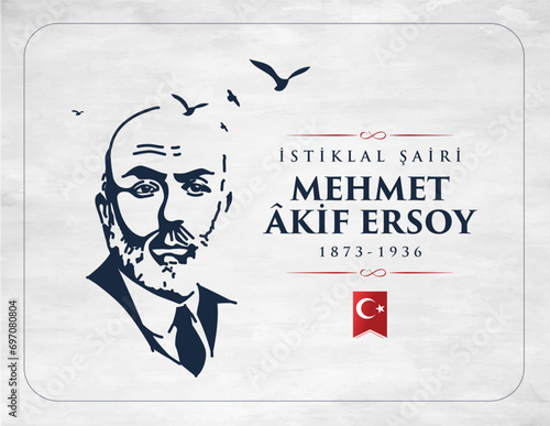 Mehmet Akif Ersoy istiklal marsi yazari (Turkiye istanbul) 1936 Translation: Mehmet Akif Ersoy, Poet of Turkish national anthem (Turkey Istanbul) 1936 photo
