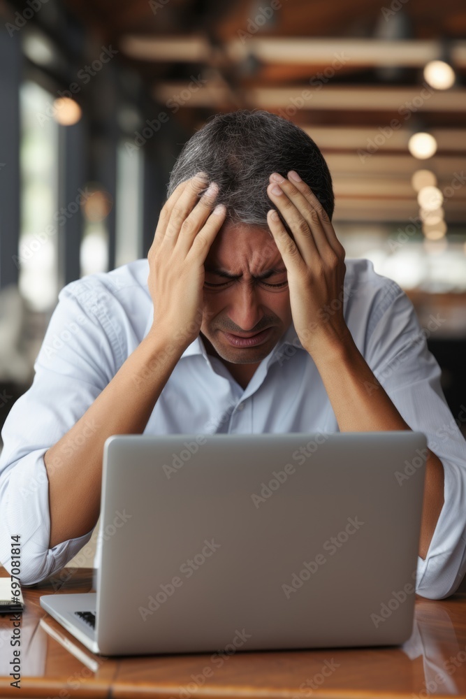 Contemplative Businessman in Modern Office Setting Contemplative Businessman in Modern Office Setting
