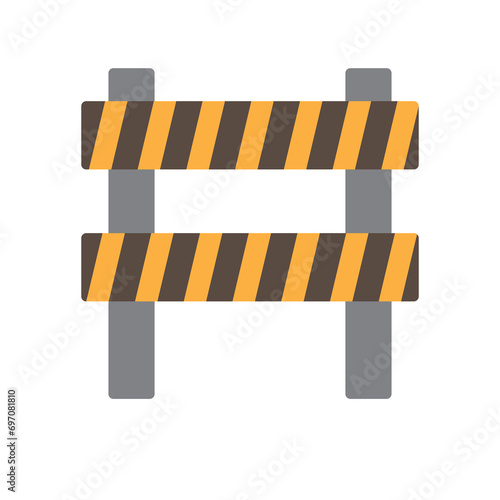 road closed street barrier on road colored icon. simple flat illustration on white background..eps