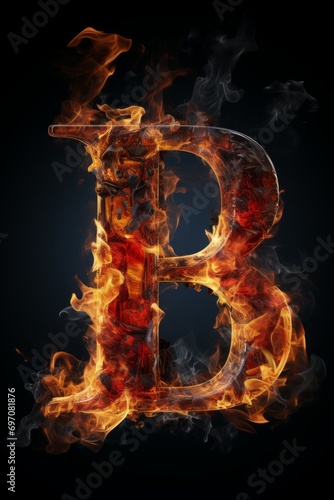 A flaming capital letter B in Serif font.