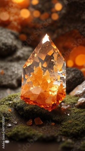 Unique Reversed Orange Phantom Quartz Crystal