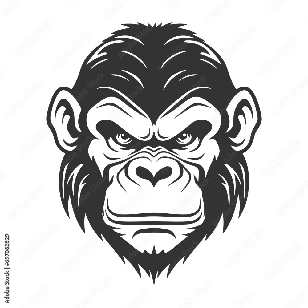Chimpanzee Illustration Clip Art Design Shape. Monkey Silhouette Icon Vector.