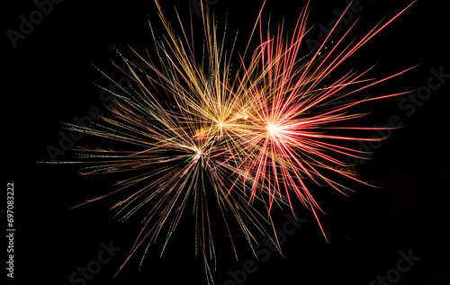 Fourth of july multicolor fireworks exploding in the black sky for usa celebration