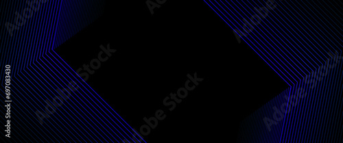 Black and blue vector 3D modern line futuristic tech banner with shiny effect illustration Modern lines pattern futuristic technology concept banner for cover, poster, presentation, website